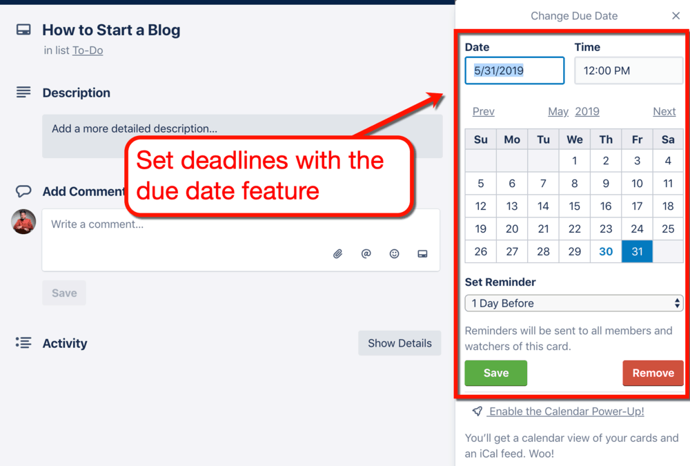 Setting Due Dates for Trello Cards