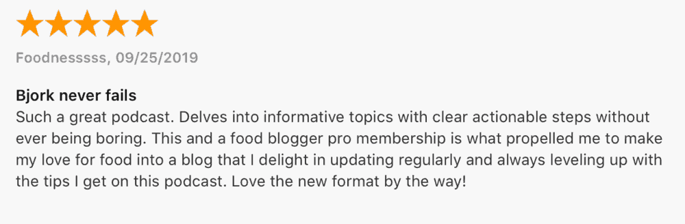 Food Blogger Pro Podcast证言