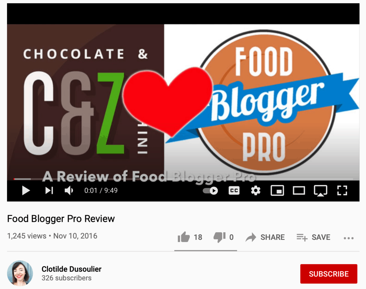 Food Blogger Pro审查YouTube